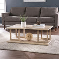 42 Natural Light Brown Wood Two Tier Rectangular Coffee Table