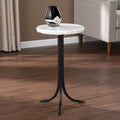 23 Black And White Marble And Metal Round End Table