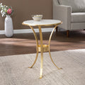 23 Gold Marble And Iron Round End Table