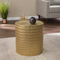 18 Gold Manufactured Wood And Solid Wood Round End Table