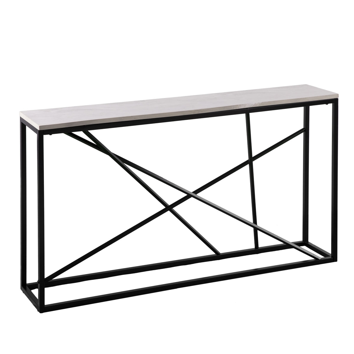 52 White and Black Faux Marble Frame console Table