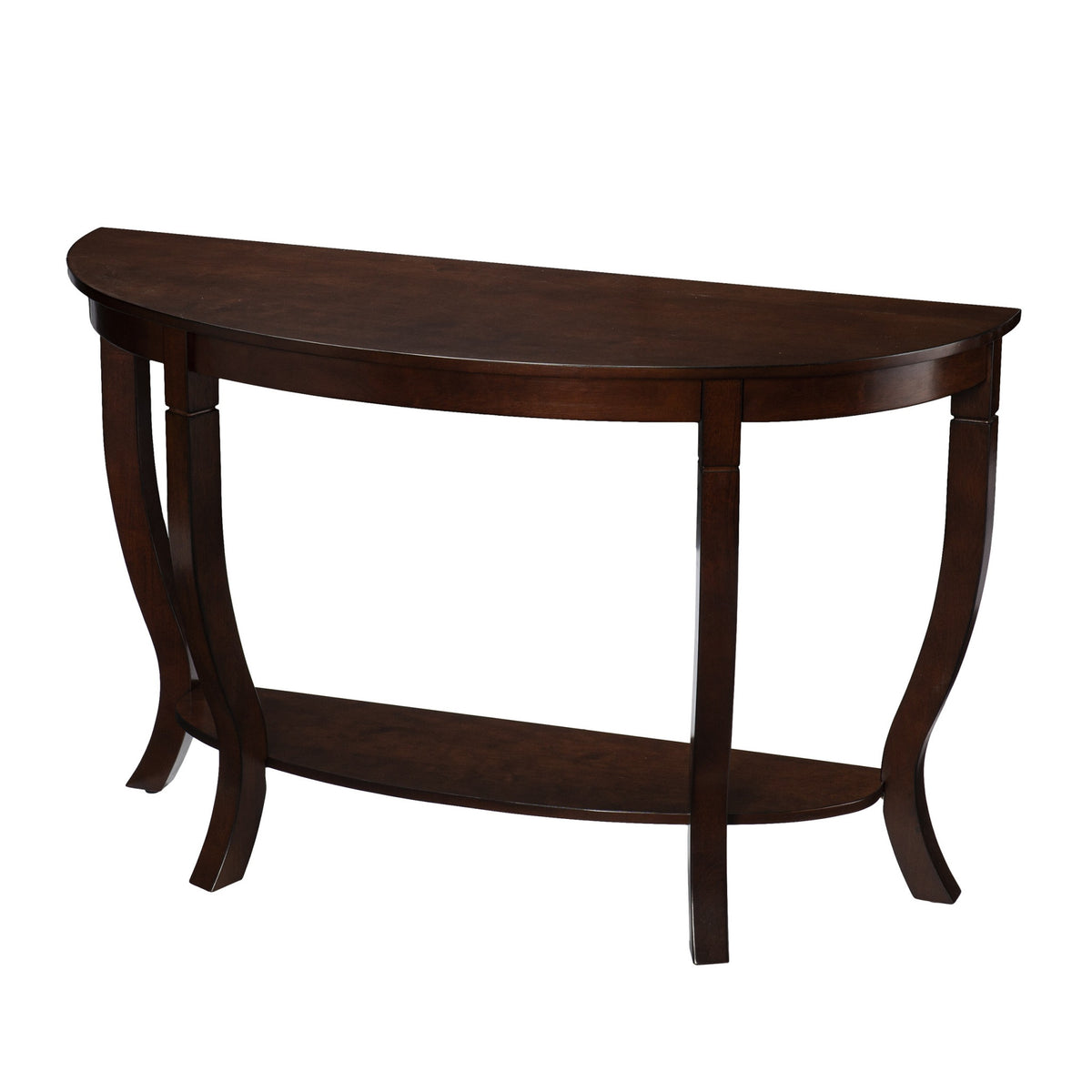 48 Brown Half circle console Table With Storage