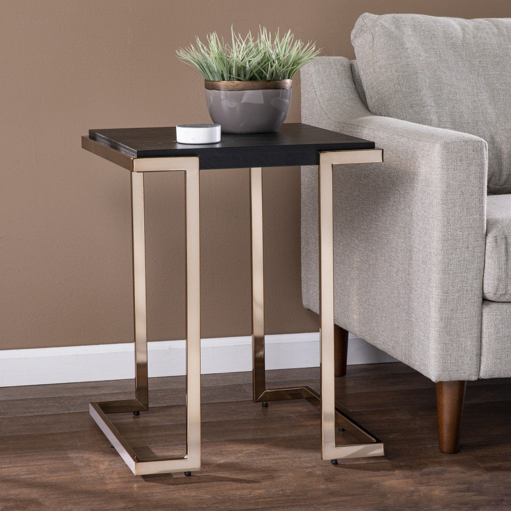 24 Black Geometric Metal Square End Table