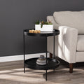 24 Black Manufactured Wood And Iron Round End Table With Shelf