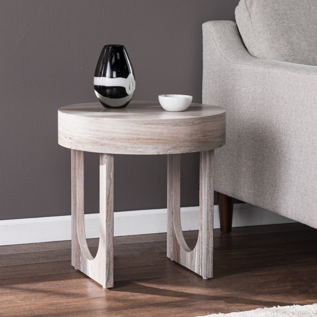 20 Brown Manufactured Wood Round End Table