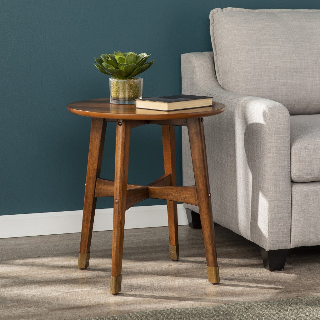 23 Brown Solid Wood And Iron Rectangular End Table