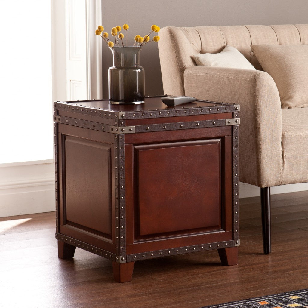 24 Brown Manufactured Wood And Solid Wood Square End Table