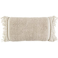Ivory Braided Stripe Macrame Fringe Lumbar Pillow