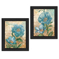 Set Of Two Paris Floral Postcard Black Framed Print Wall Art