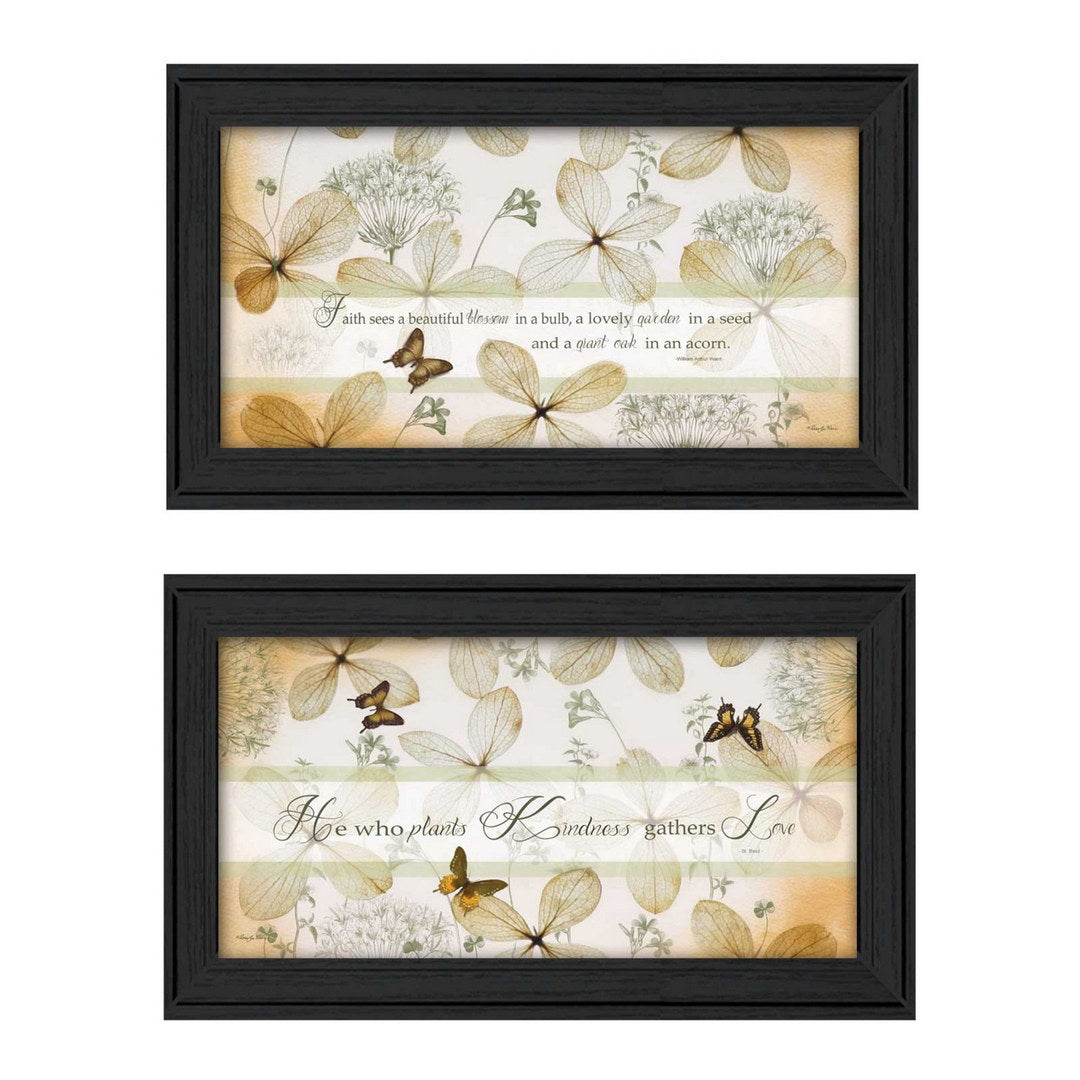 Set Of Two Plant Kindness Black Framed Print Wall Art