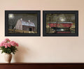 Set Of Two Midnight Moon 2 Black Framed Print Wall Art