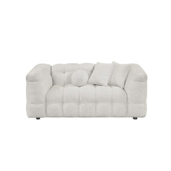 Boucle Fabric Cream Loveseat