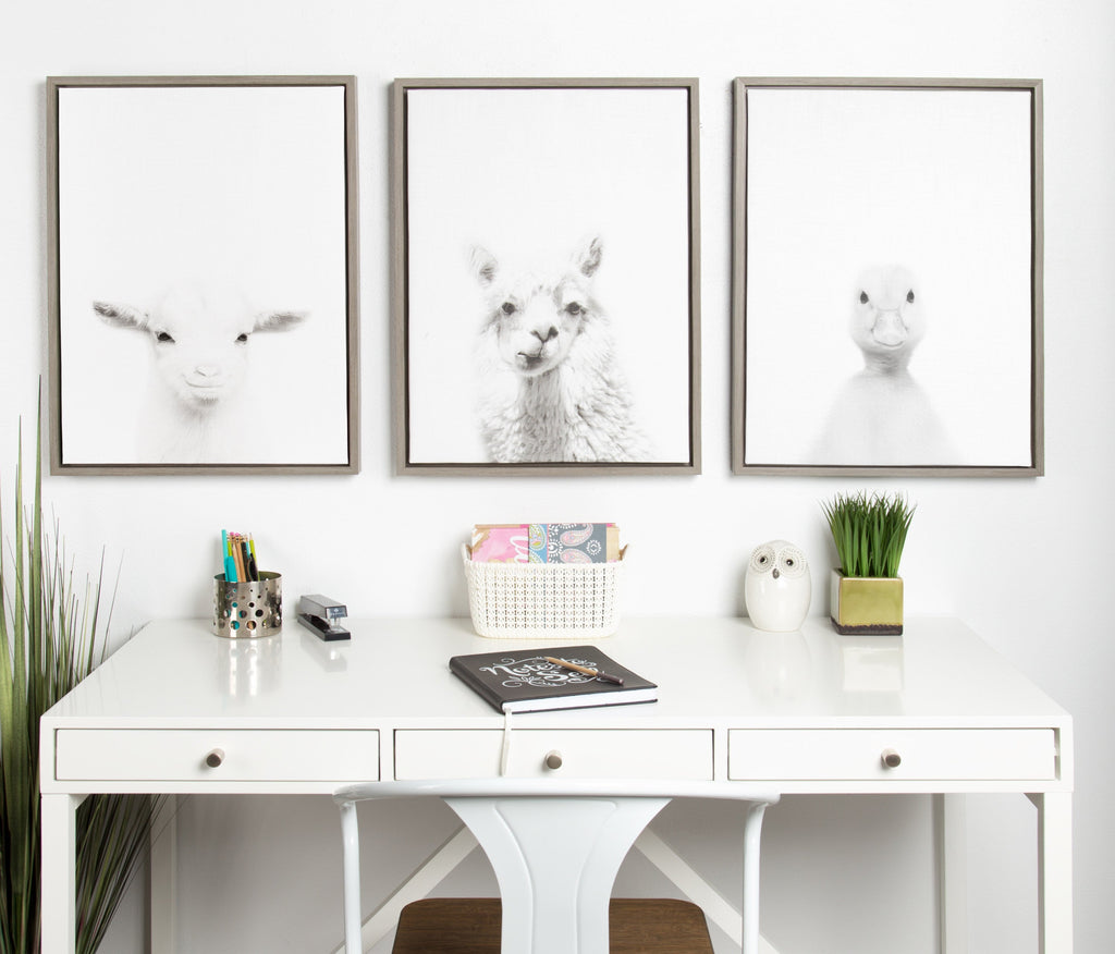 Sylvie Alpaca Framed Canvas by Simon Te of Tai Prints
