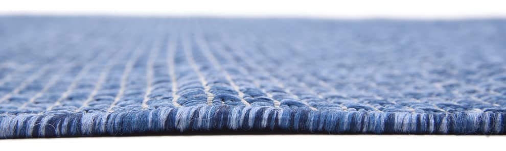 Unique Loom Collection Casual Transitional Solid Heathered Indoor/Outdoor Flatweave Area Rug (5' 3' X 8' Rectangle, Blue/Navy Blue)