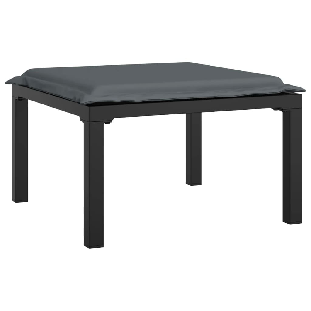 vidaXL Outdoor Poly Rattan Footstool - Weather-, Modular Design, Powder-Coated Steel Frame, Thickly Padded Cushion - Color: Blac