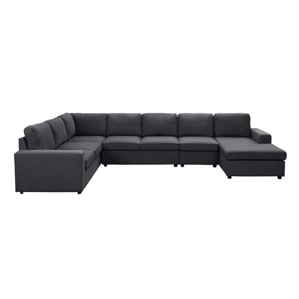 Lilola Home Hayden Modular Sectional Sofa with Reversible Chaise in Dark Gray Linen