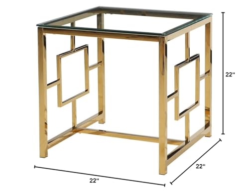 Best Master Furniture Gold Stainless Steel Living Room Glass End Table