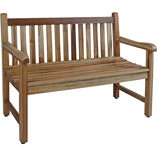 HomeRoots Compact Teak Outdoor Bench with Straight Design in Natural Finish