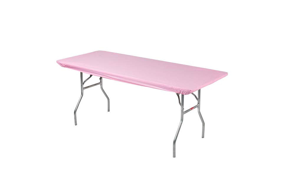 Kwik-Covers 6' Rectangle Plastic Table Covers 30' X 72', Bundle Of 5 (Pink)