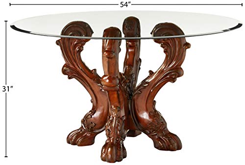 Acme Dresden Dining Table 60010 Glass Wood Cherry Brown