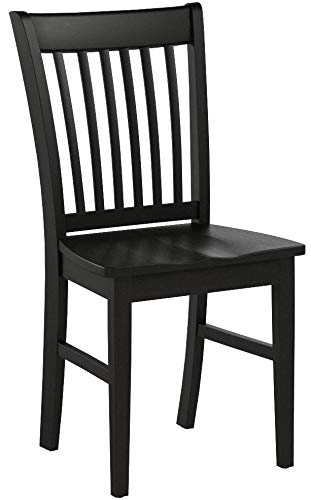 East West Furniture NFC-BLK-W Norfolk Dining Chairs - Slat Back Wood Seat Kitchen Chairs, Set of 2, Black