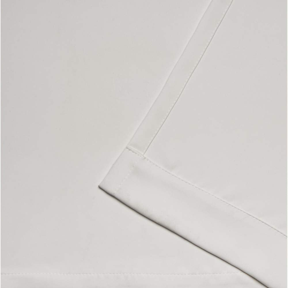 Exclusive Home Sateen Twill Woven Room Darkening Blackout Button Top Curtain Panel Pair, 84'' Length, Vanilla