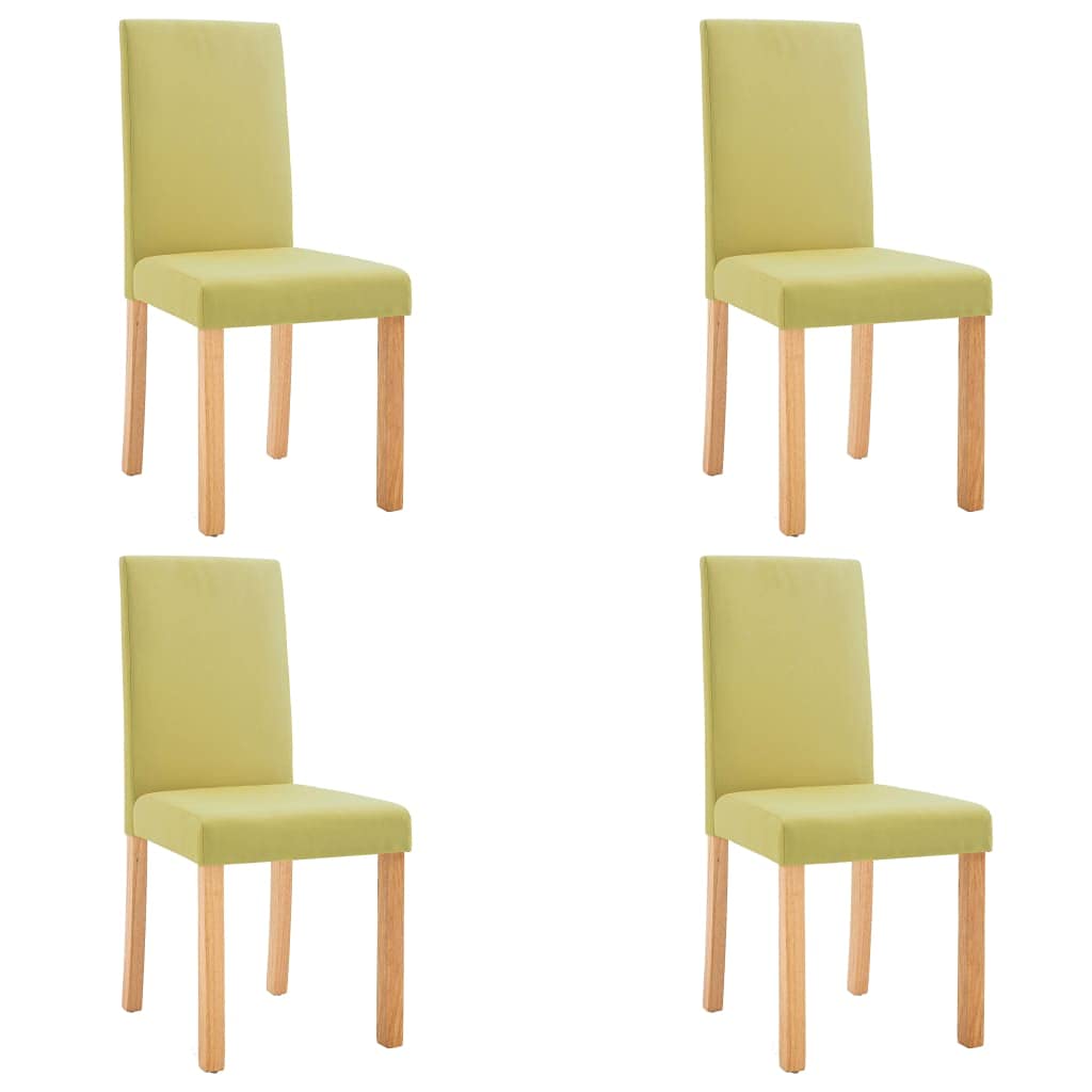 vidaXL Ergonomically Designed Dining Chairs in Green Fabric, Set of 4 - Solid Wooden Legs and Soft Upholstery for Comfort and Stability