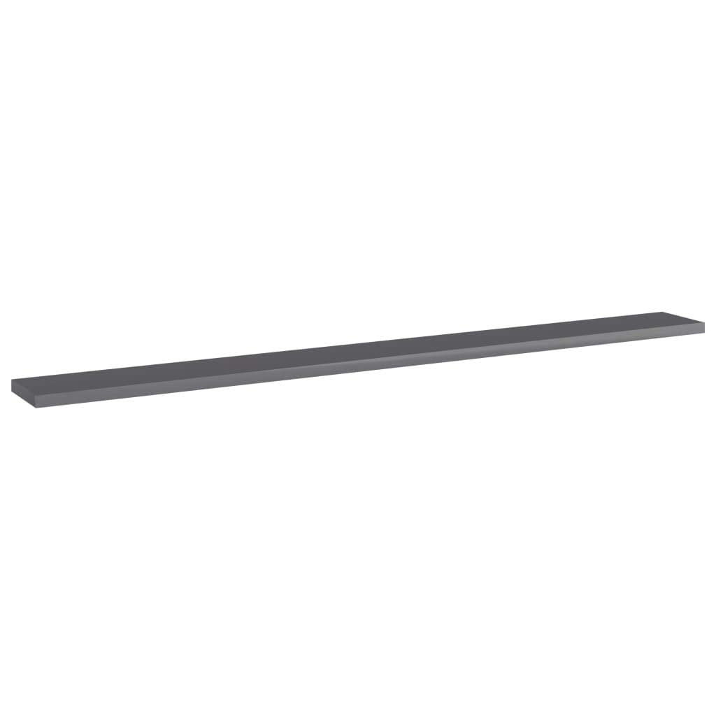 vidaXL Bookshelf Boards Set of 4, High Gloss Gray, 39.4"x3.9"x0.6", Easy-Clean Extra Storage Solution, Made of Premium Engineered Wood