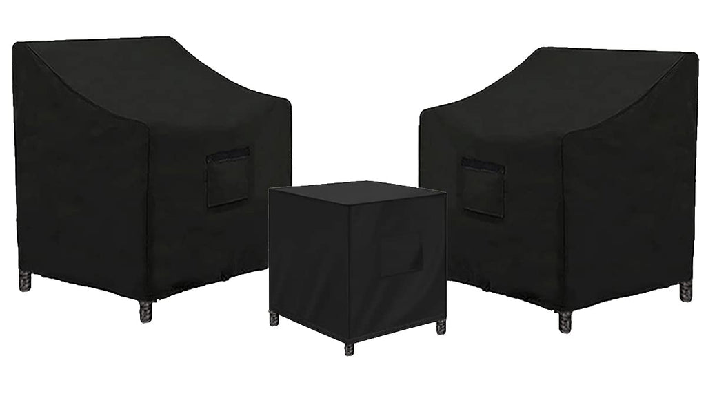 Siruiton 3 Piece Outdoor Veranda Patio Garden Furniture Cover Set With 600D Durable And Water Resistant Fabric,Fit For Outdoor Wicker Patio Furniture Sets/Rattan Chair Conversation Sets-Balck