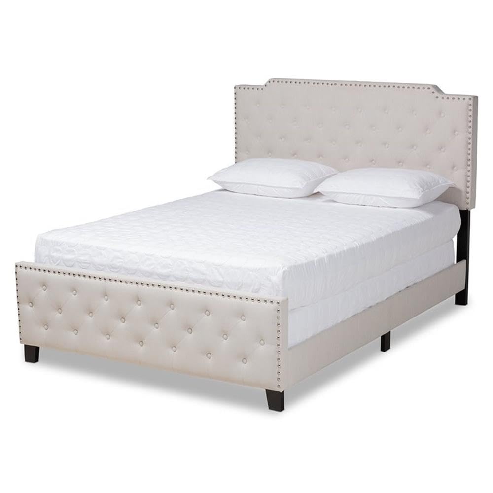 Baxton Studio Marion Bed, King, Beige and Black (162-10325-HiT)