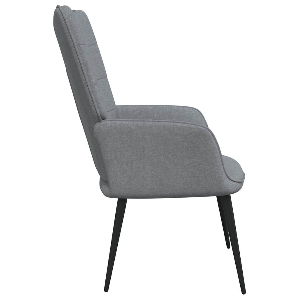 vidaXL Modern Relaxing/Dining Chair with Block Design & Steel Frame - Comfortable Padding, Light Gray Fabric Upholstery