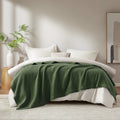 Waffle Weave Cotton Blanket, Olive Green color