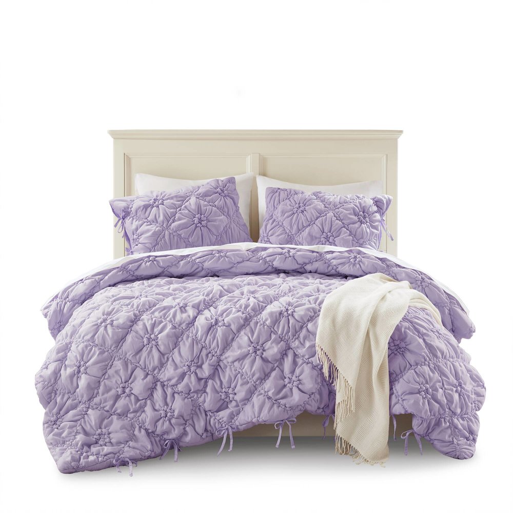 Lily 3PCS Comforter Set, Purple color