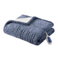 Marbled Sherpa Heated Throw, Blue color