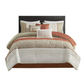 7 Piece Color Block Stripe Comforter Set with Throw Pillows