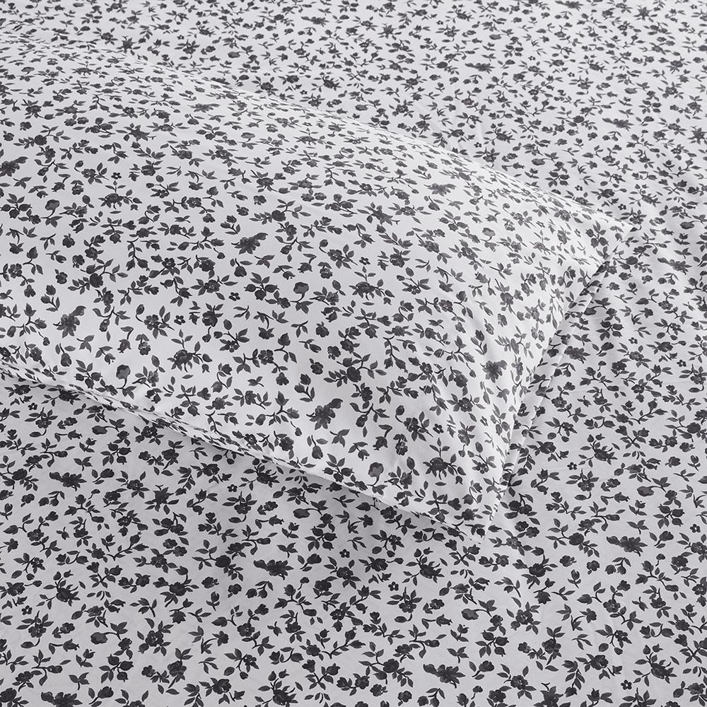 Printed Microfiber Sheet Set, Black Floral color