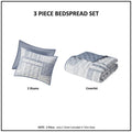 Graham 3 Piece Jacquard Patchwork Quilt Set, Blue color