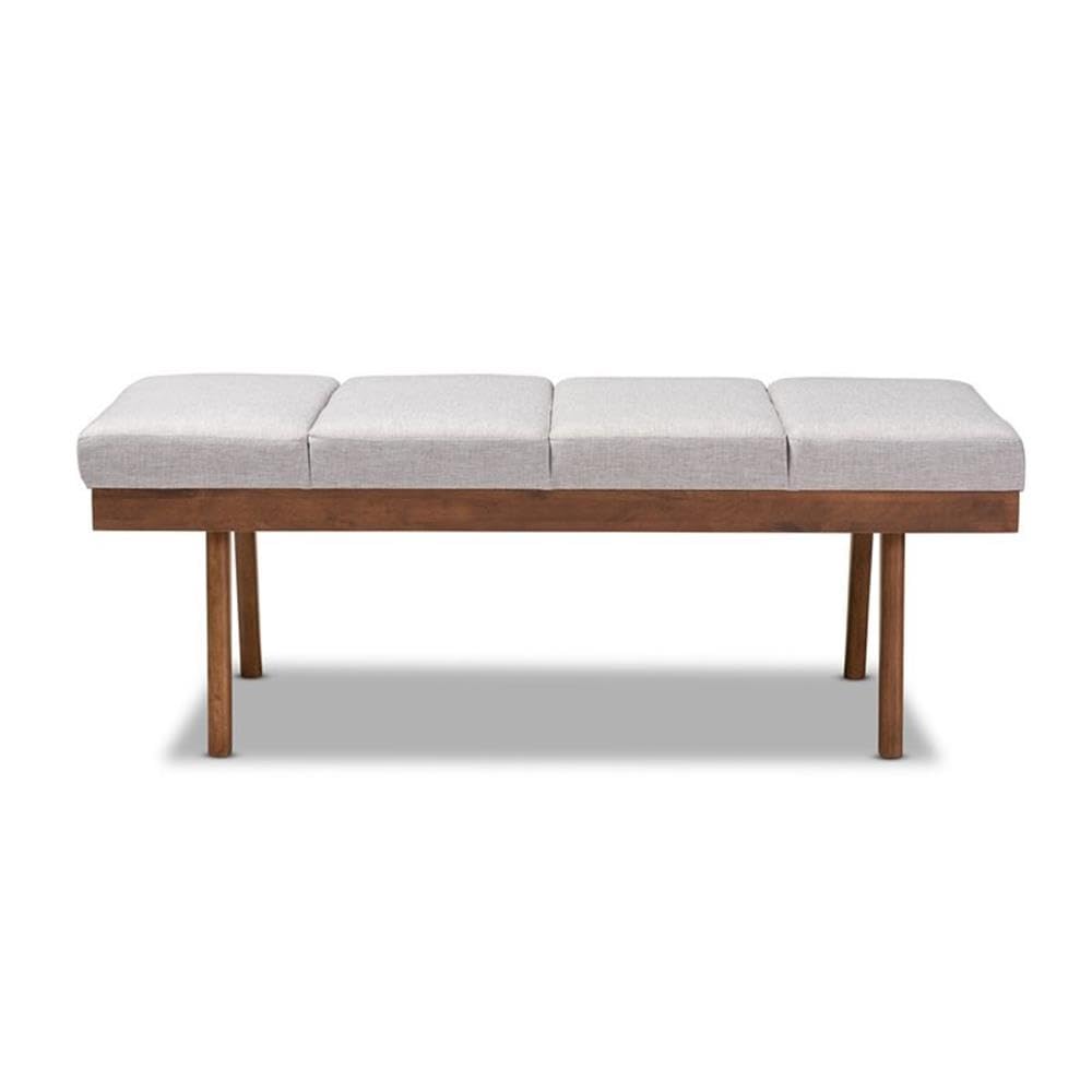 Baxton Studio Larisa Mid-Century Modern Grayish Beige Fabric Upholstered Wood Bench