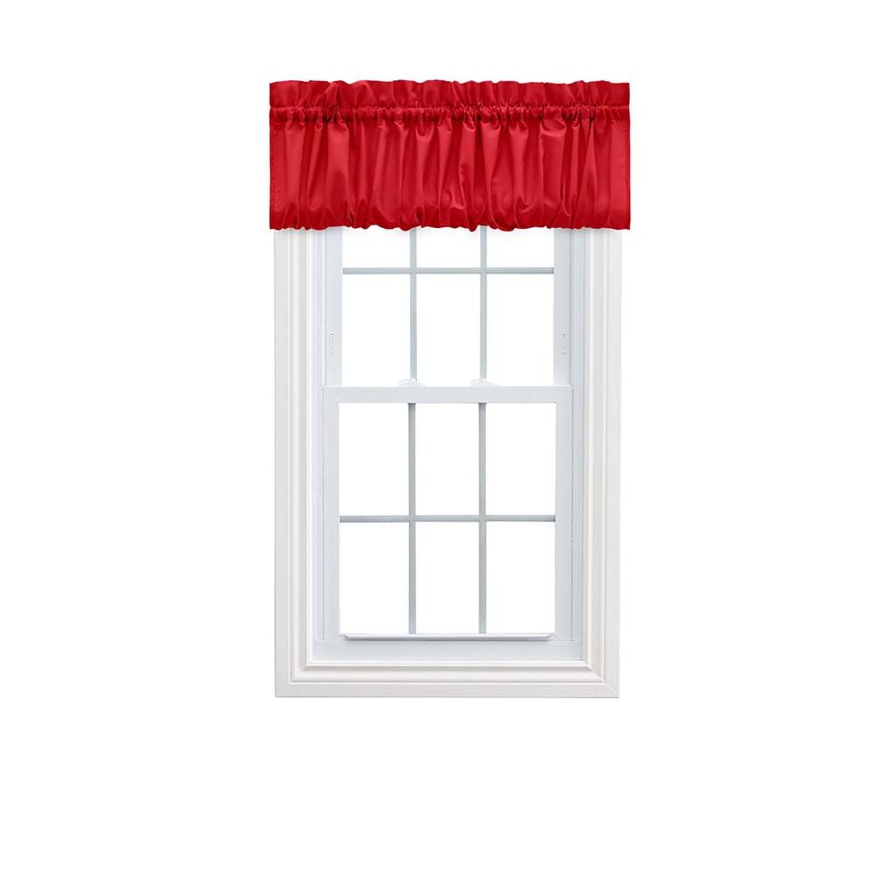 Ellis Curtain Stacey Sheer Balloon Valance, 60 x 15, Red