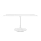 Modway Lippa 60" Mid-Century Modern Dining Table With Rectangle Top And Pedestal Base In White
