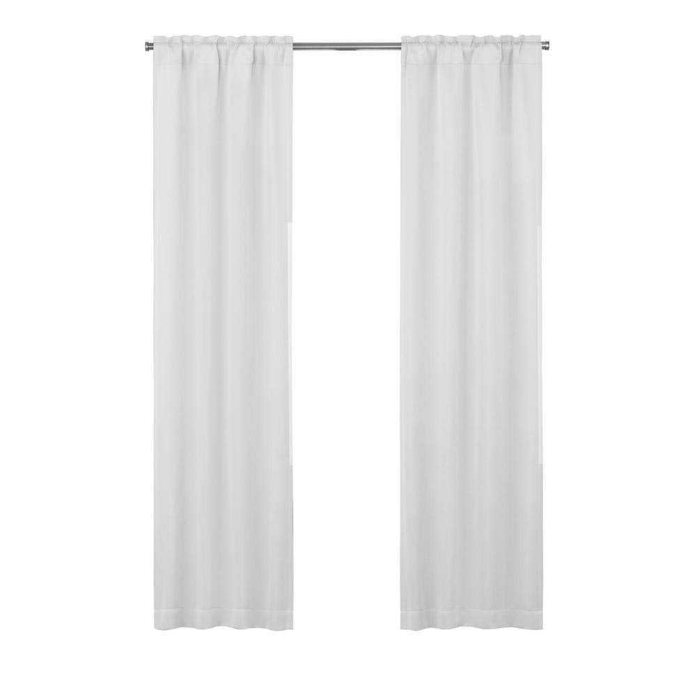 ECLIPSE Solid Minimalist Blackout Thermal Liner for Window Curtains with Drapery Hooks (2 Panels), 27 x 60, White