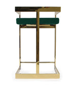 Bar Chair, 26&Quot;, Green Cushion, Gold Base