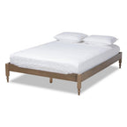 Baxton Studio Laure French Bohemian Weathered Grey Oak Finished Wood Full Size Platform Bed Frame