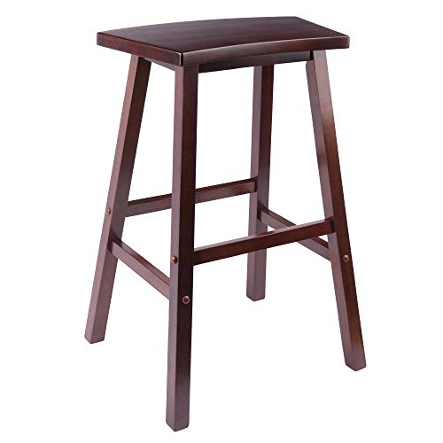 Ergode Wood Ivy Counter Stool | Farmhouse Charm | Weathered Finish | Solid Wood | Stable & Comfortable | (94830-VV, Walnut)