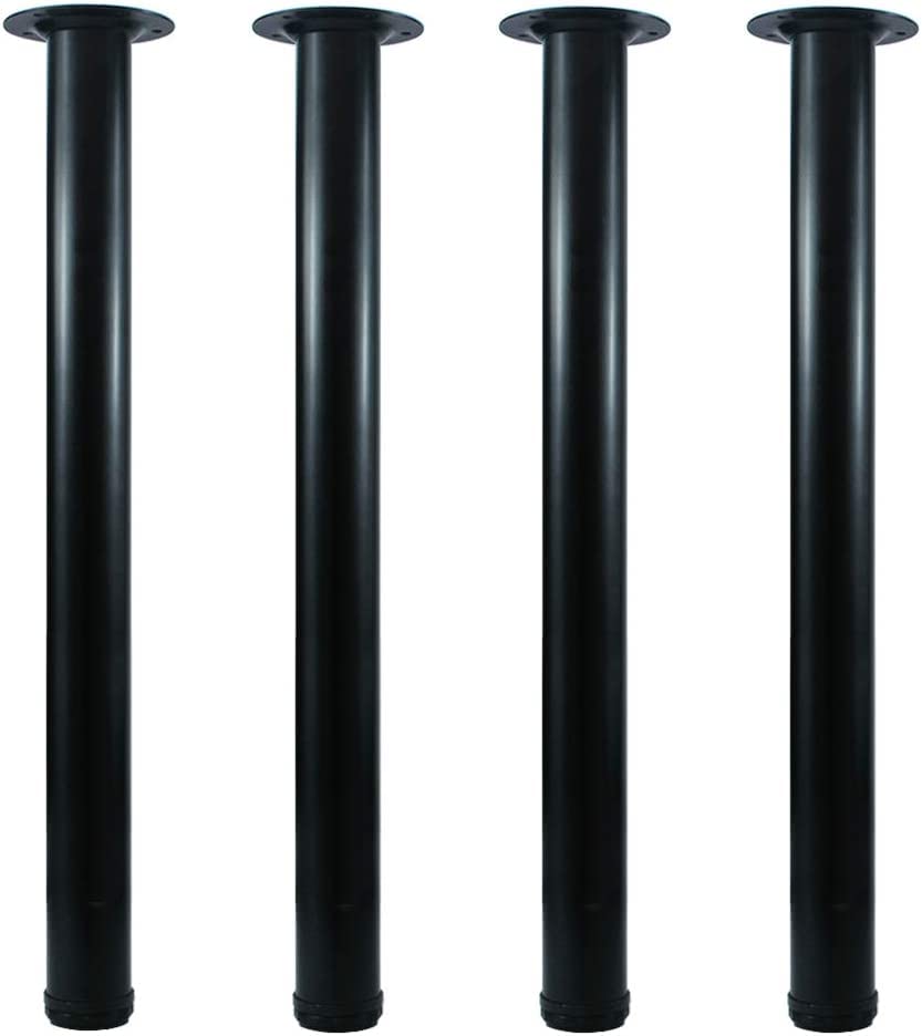 Avvic Mart Selected Size Adjustable Metal Desk Legs, Square Office Table Furniture Leg, Set Of 4 (24 Inch, Black)