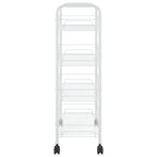 vidaXL 4-Tier Kitchen Trolley in White - Durable Iron Construction, Mobile Storage Cart with 4 Removable Mesh Baskets, Ideal for Kitchen, Bathroom, Office