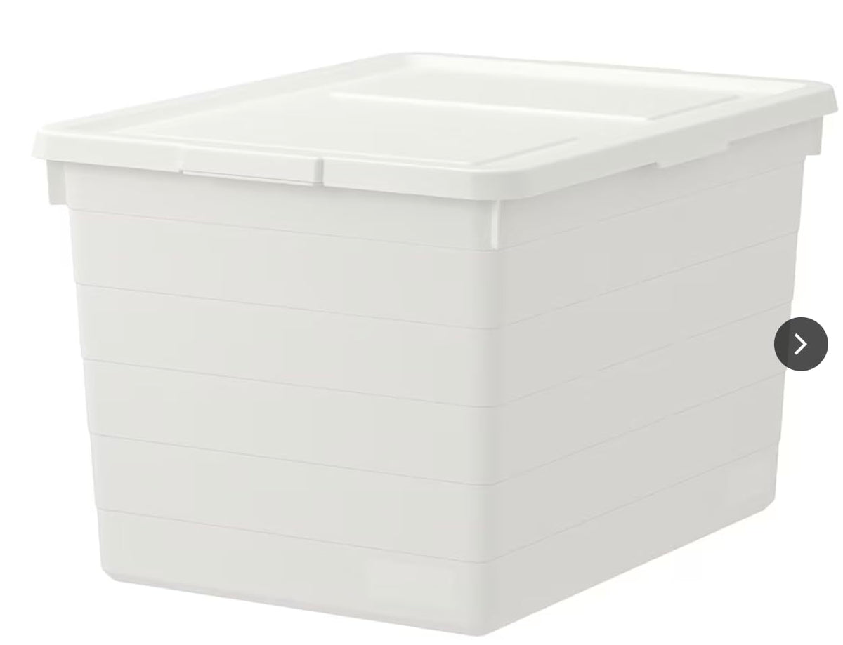 MARIAS KOMMERCE SOCKERBIT Living Room Storage Boxes with Lids, 38 x 51 x 30 cm (15 x 20 x 11.75 inches), White, Organizer Bins