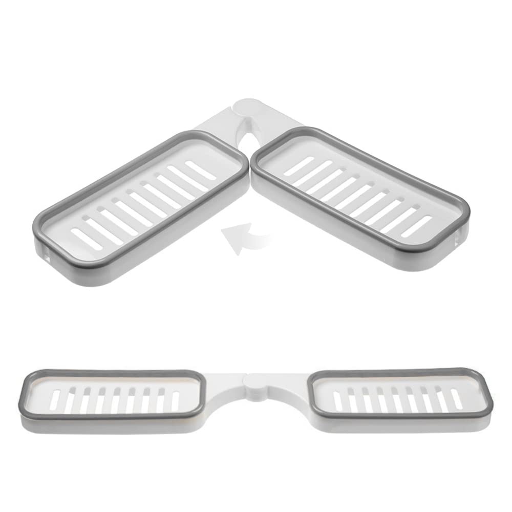 Roucerlin Foldable Corner Shower Caddy, No Drilling Self Adhesive Shower Organizer, Wall Mounted Bath Shelf, Shower Storage Rack