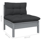 vidaXL Solid Pinewood 4-Seater Patio Sofa with Anthracite Cushions Garden Outdoor Lawn Yard Terrace Balcony Seat Seating Middle Sofa Furniture