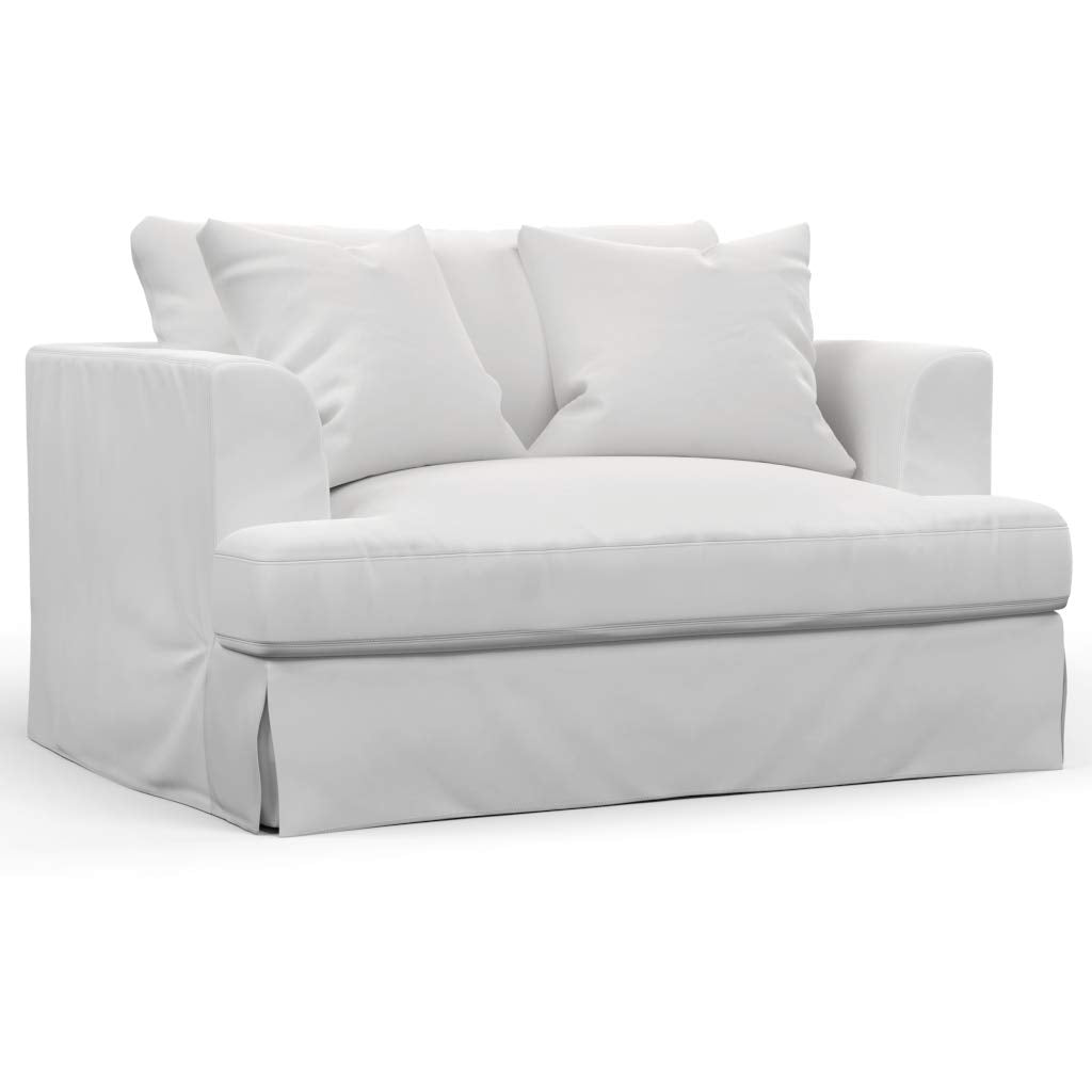 Sunset Trading Newport Slipcovered Chair and Half, Oversized 52" Wide, Performance Fabric White